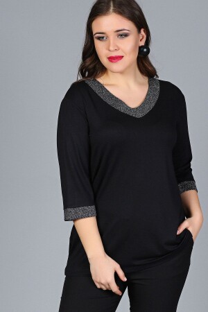 Plus Size Collar Sleeve Sim Half Sleeve Blouse - Curvy Trend