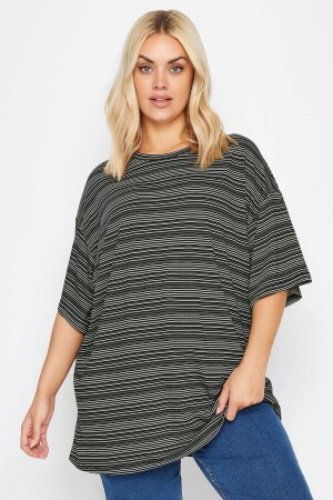 Plus Size Crew Neck Half Sleeve Long Cut T-shirt 302549 - Stil Diva