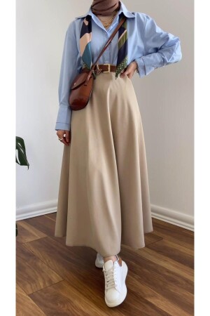 Plus Size Hijab Puff Scuba Flared Skirt - Modaalfabe