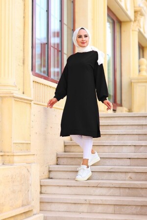 Plus Size Mehtap Two Thread Tunic - Black - Aşkı Endam
