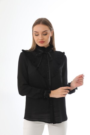 Plus Size Ruffle Detailed Lace Up Shirt - Loom Boutique
