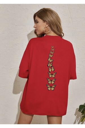 Plus Size Special Design Butterflies Back Printed Cotton Oversize Women's T-shirt - Blausee Wear