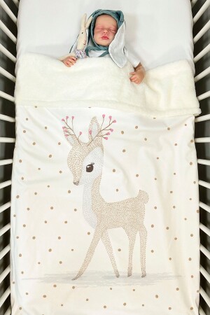 Plush Double Face Blanket (80x120) - Iconic - Bambi with Flower Horns BGBACYB1IC038 - Tuğba Kuğu