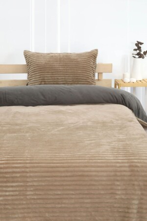 Plush Single Duvet Cover Set - Beige F1489 - FAVORA