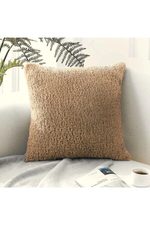 Plush Teddy Puffy Decorative Pillow Cushion Cover Brown 43x43 - Benlisso Home
