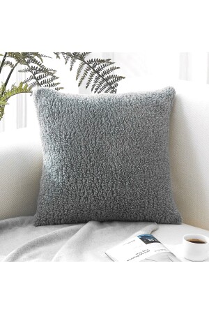 Plush Teddy Puffy Decorative Pillow Cushion Cover Gray 43x43 - Benlisso Home