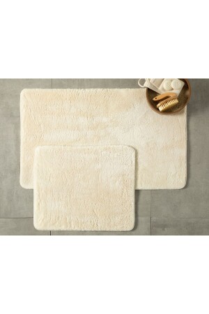 Poffy 2 Piece Bath Mat Set 60x100 - 50x60 Cm Ecru - English Home