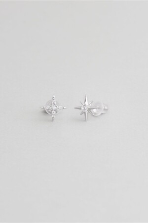 Polar Star 18K White Gold Plated Silver Earrings - So Chic