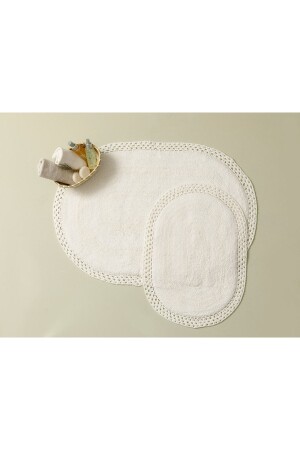 Polin Pamuklu 2'li Banyo Paspası Seti 60x90cm-40x60cm Ekru 10029756 - English Home