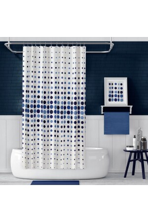 Polka Dot Bathroom Curtain 2x110x200 Double Wing Shower Curtain with Ring Gift BAPEVD4961MAVC - Zethome