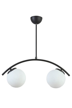 Polo Modern Tasarım Cafe Mutfak Salon Siyah Renk Beyaz Camlı 2 Li Avize MLİ09 - Modavize