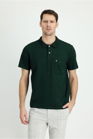 Polo Neck Regular Fit Embroidered Cotton T-Shirt - Kiğılı