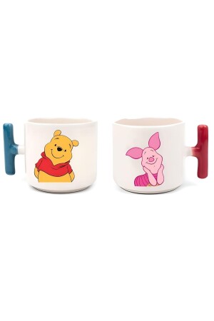 Pooh & Piglet Printed Lover Couple Mug with Colorful T Handle - Günaystore
