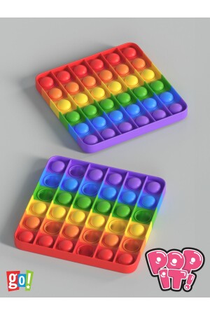 Pop-It Square Popit Buble Fidget Rainbow Popit Stress Toy Colorful Sensory Square Educational Toy - Go Toys
