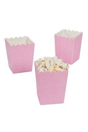 Popcorn Box (Corn - Chip Box) 8 Pieces Pink - Deniz
