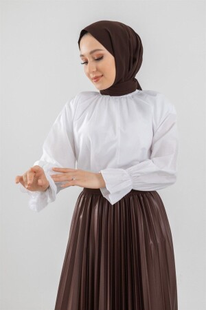 Popeline-Hemd mit gerafften Ärmeln - Cng Moda
