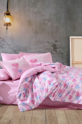 Poplin Lavida Pembe Tek Kişilik Nevresim Takımı - Hobby