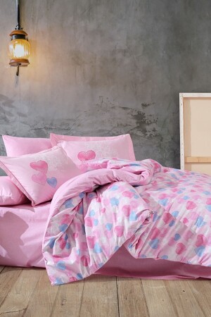 Poplin Lavida Pink Single Duvet Cover Set - Hobby