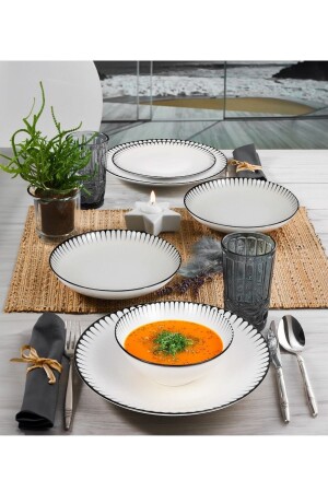 Porcelain 24 Piece Lina Dinner Set GBSATN24Y4R33063 - Güral