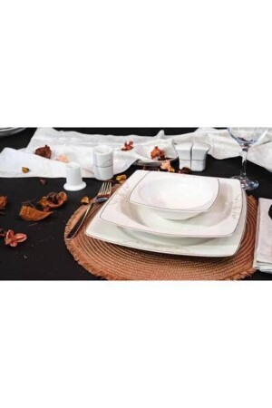 Porcelain 57 Piece Dinner Set Silver 2199 - Güral