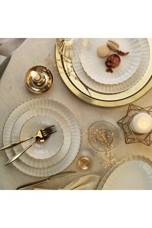 Porcelain Bone Luz Form 52 Piece Dinner Set Gold Mesh Bnlzf52yt20 BNLZF52YT20 - Kütahya Porselen