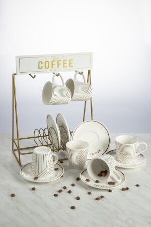 Porcelain Coffee Cup Set with Stand - 6 Pieces KFS-01 - Benante