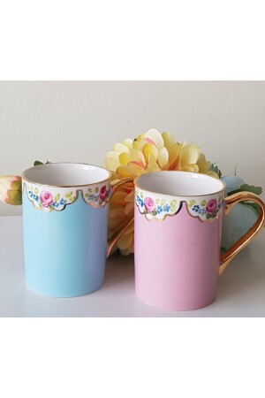 Porcelain Hand Painted Cup Set of 2 IK1912 - BY.RAYKA PORSELEN El Dekor