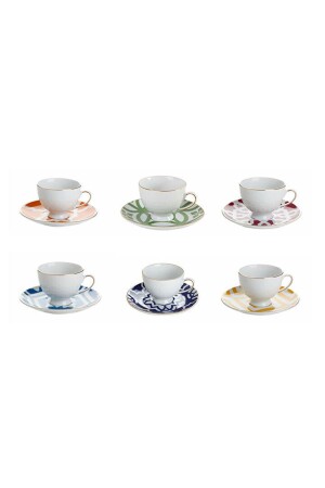 Porcelain Morocco Mixed Color Coffee Cup Set 12 Pieces 04A+P021272 - Porland