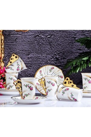Porcelain Rose Flower Set of 6 Tall Cups 90 Cc Ist-143 İST-143 - Kosova