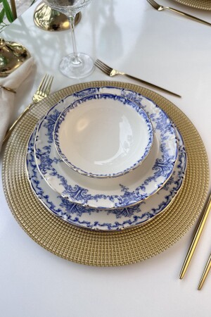 Porcelain Royal Queen 24 Piece Matte Gold Gilded Porcelain Dinner Set for 6 People TLRQ24YDB1504 - Tulü Porselen