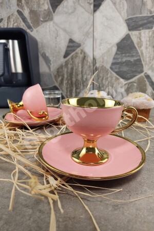 Porcelain Set of 2 Gilded Coffee Cups Pink - Ist-98 C320. 049 1025117. 0104 - Digithome