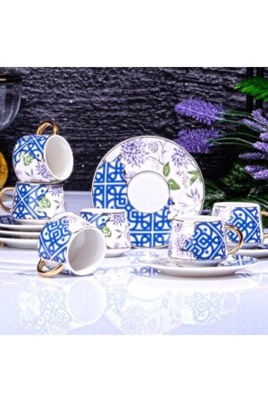 Porcelain Set of 6 110 Cc Cups Blue Ist-86 04386M - Kosova