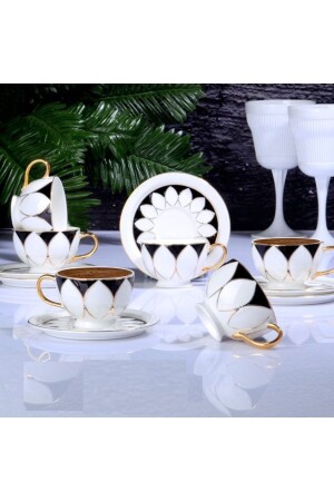 Porcelain Set of 6 Chubby Cups Drop Black Zjn-03 04203 - Kosova