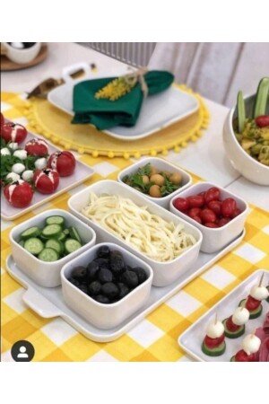 Porcelain White 6-Piece Breakfast Set with Lid Acr78 - ACAR