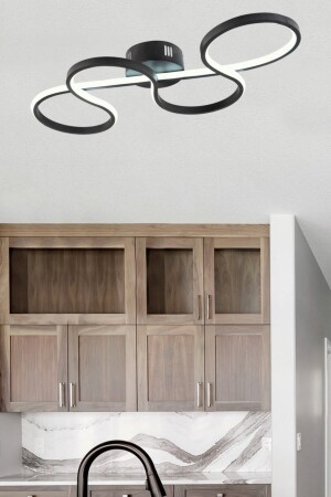 Porima Black Modern Pendant Lamp White Light Living Room Kitchen Room Hall LED Chandelier PORMA04 - Dekorluna