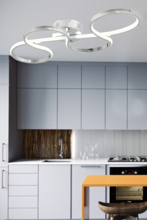 Porima Chrome Modern Pendant Lamp White Light Living Room Kitchen Room LED Chandelier PORMA04 - Dekorluna