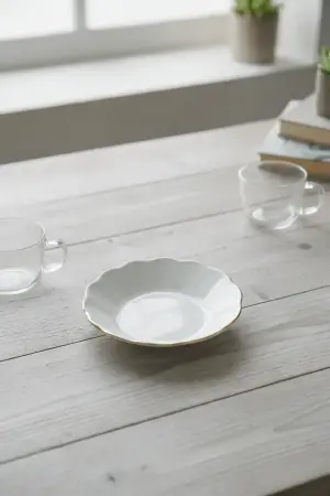 Porland Altın Yaldız 12li Porselen Çay Tabağı - Porland