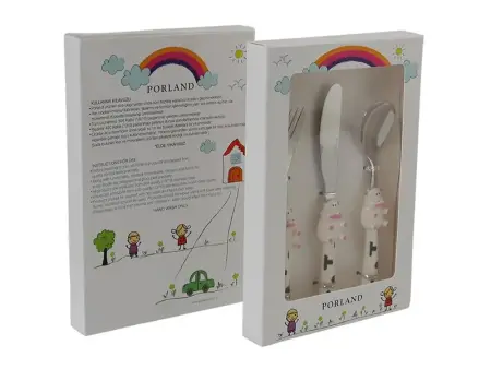 Porland Mini Cow Çocuk Çatal Kaşık Bıçak Takımı 3 Parça - Porland