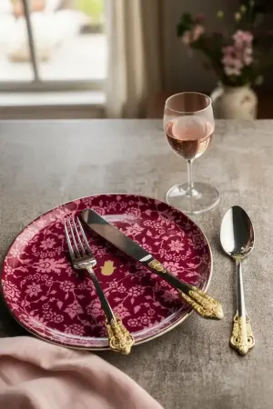Porland Minori Altın Çatal Kaşık Bıçak Takımı 84 Parça 12 Kişilik - Porland