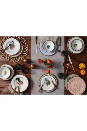 Porland Ortanca 6 Kişilik 24 Parça Porselen Yemek Takımı - Porland