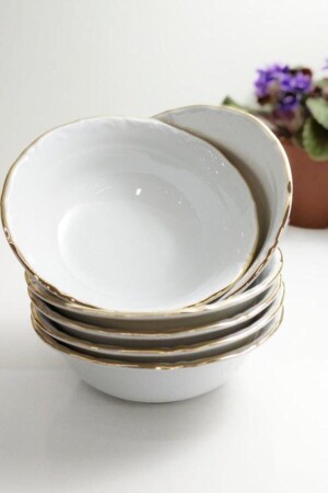 Porselen 13 Cm Altın Yaldız Kase Seti 6'lı PRL-13CM-K-YLZ - Porland