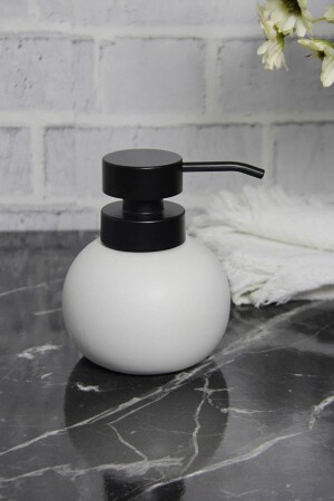 Porselen Sıvı Sabunluk Deterjanlık Tombul Beyaz Sıvı Sabunluk KTCHSBN-1 - Kitchen Damys