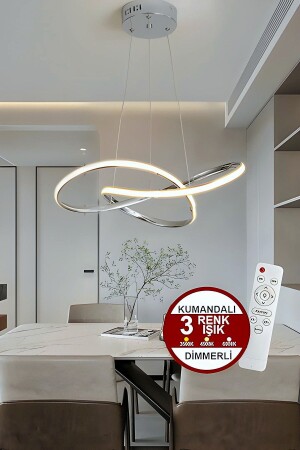 Porto Model Chrome Pendant Lamp 3 Colors Dimmer Controlled Living Room Kitchen Living Bedroom Modern Led Chandelier - Luna Lighting