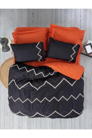 Pouf besticktes Ranforce Double Mother's Day Bettbezug-Set Mirely Black Tile 8680108062388 - Cotton Box