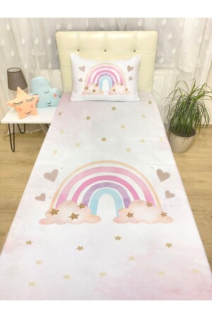 Powder Colored Rainbow Patterned Bedspread and Pillowcase evortu1632 - Evpanya