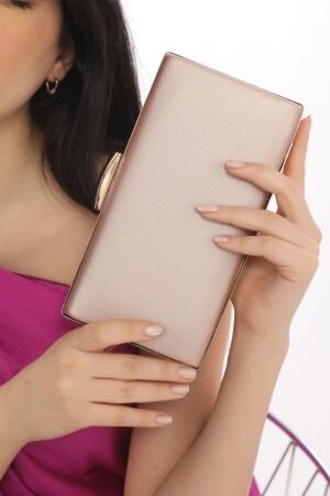 Powder Rose Color Fabric Evening Dress Portfolio Clutch Women Handbag With Handbags And Long Strap Use FRP1085 - womenacs