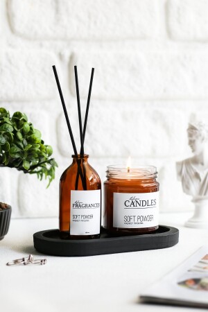 Powder Scent and Scented Candle Amber Color (With Stand) Powder-t - LALEZEN HOME