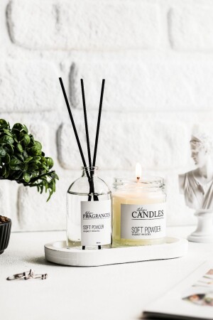 Powder Scent and Scented Candle Transparent (with White Stand) Powder-t - LALEZEN HOME