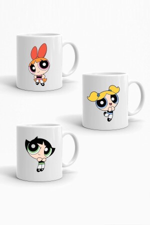 Powerpuff Girls Printed 3-Piece Porcelain Mug Set - Monogift