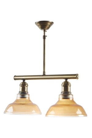 Poyraz Retro Rustic Modern Living Room - Kitchen - Bedroom Antique Glass 2 Row Chandelier 08022021913 - Modavize